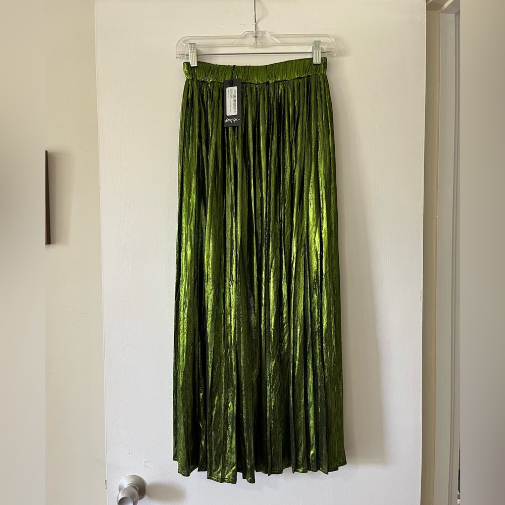 NWT Nasty Gal metallic green skirt